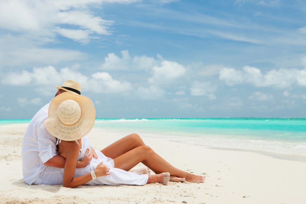 Couple on the beach of sea