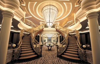 Seven Seas Explorer atrium on luxury cruise